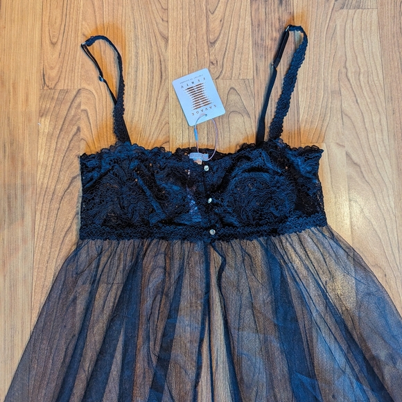 Savage X Fenty Corded Lace and Tulle Maxi Slip in Black, Size Small - Picture 7 of 11
